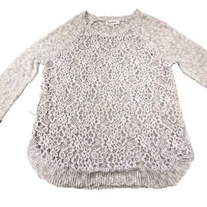 Cloud Chaser Sweater Womens XL Floral Lace Knit Pullover Crewneck Soft Lightweig